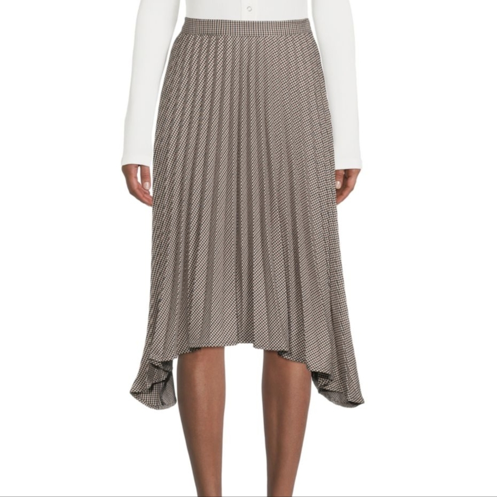 DKNY Pleated Houndstooth Skirt